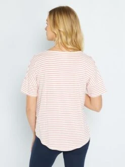 Camiseta Premamá De Rayas - ROSA -Zalaris Tienda camiseta premama de rayas rosa zo388 3 frb3