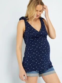 Camiseta Premamá De Tirantes Con Estampado - AZUL 8 Camiseta Premamá De Tirantes Con Estampado - AZUL -Zalaris Tienda camiseta premama de tirantes con estampado azul zr335 2 frb2