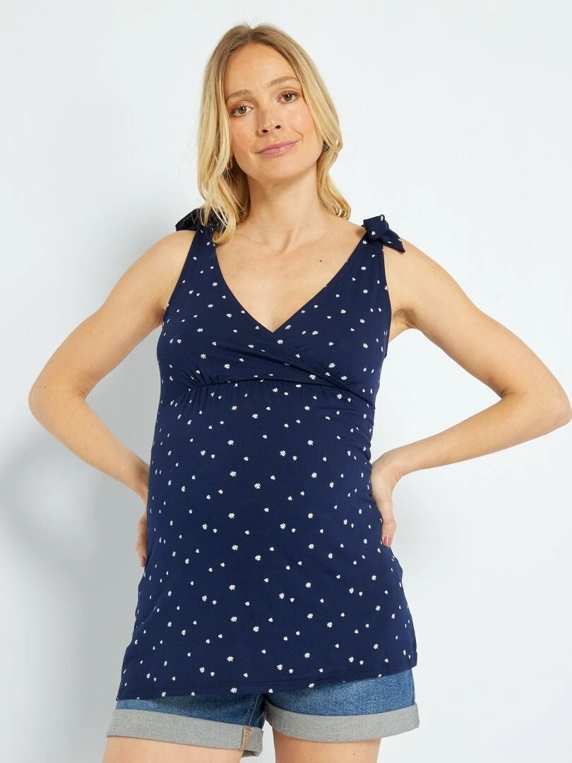 Camiseta Premamá De Tirantes Con Estampado - AZUL 6 Camiseta Premamá De Tirantes Con Estampado - AZUL - Imagen 4