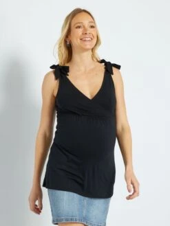Camiseta Premamá De Tirantes Con Estampado - Negro