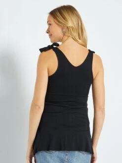 Camiseta Premamá De Tirantes Con Estampado - Negro -Zalaris Tienda camiseta premama de tirantes con estampado negro zr335 3 frb4