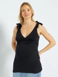 Camiseta Premamá De Tirantes Con Estampado - Negro -Zalaris Tienda camiseta premama de tirantes con estampado negro zr335 3 frb5