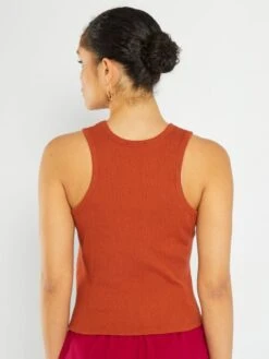 Camiseta Sin Mangas Con Cordón Anudable - Marrón -Zalaris Tienda camiseta sin mangas con cordon anudable marron arp73 1 frb3