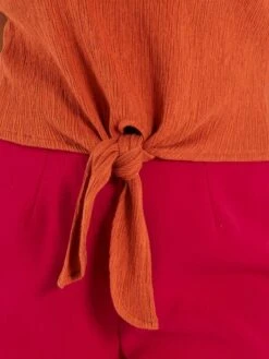 Camiseta Sin Mangas Con Cordón Anudable - Marrón -Zalaris Tienda camiseta sin mangas con cordon anudable marron arp73 1 frb4