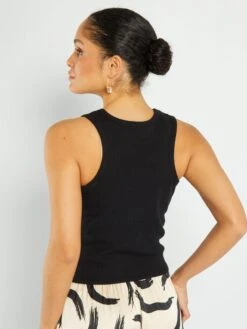 Camiseta Sin Mangas Con Cordón Anudable - Negro -Zalaris Tienda camiseta sin mangas con cordon anudable negro arp73 2 frb3