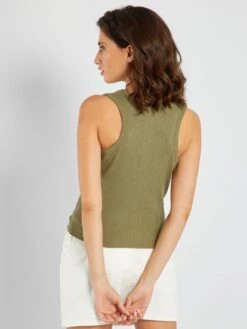 Camiseta Sin Mangas Con Cordón Anudable - Verde Liquen -Zalaris Tienda camiseta sin mangas con cordon anudable verde liquen arp73 3 frb3