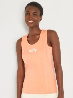 Camiseta Sin Mangas De Deporte De Punto - Naranja