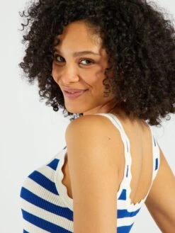 Camiseta Sin Mangas De Punto De Canalé 'JDY' - A Rayas Azul -Zalaris Tienda camiseta sin mangas de punto de canale jdy a rayas azul ais65 3 frb5