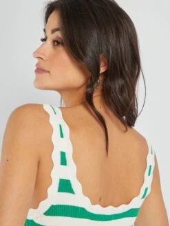 Camiseta Sin Mangas De Punto De Canalé 'JDY' - A Rayas Verde -Zalaris Tienda camiseta sin mangas de punto de canale jdy a rayas verde ais65 4 frb6