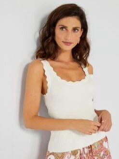 Camiseta Sin Mangas De Punto De Canalé 'JDY' - Blanco -Zalaris Tienda camiseta sin mangas de punto de canale jdy blanco ais65 5 frb5