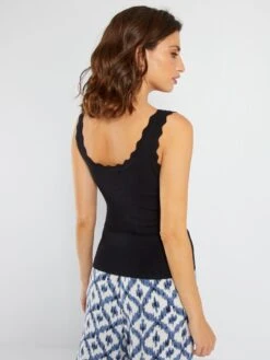 Camiseta Sin Mangas De Punto De Canalé 'JDY' - Negro -Zalaris Tienda camiseta sin mangas de punto de canale jdy negro ais65 1 frb4