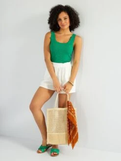 Camiseta Sin Mangas De Punto De Canalé 'JDY' - VERDE -Zalaris Tienda camiseta sin mangas de punto de canale jdy verde ais65 2 frb2