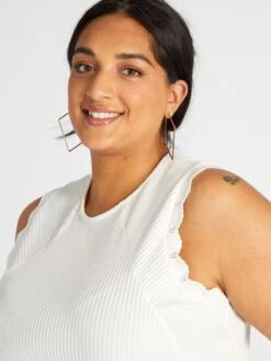 Camiseta Sin Mangas De Punto De Canalé - WHITASITIS -Zalaris Tienda camiseta sin mangas de punto de canale whitasitis ast39 2 frb4