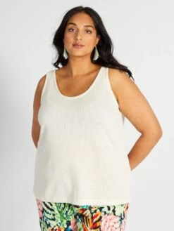 Camiseta Sin Mangas De Punto Vaporoso - AS BEIGE -Zalaris Tienda camiseta sin mangas de punto vaporoso as beige awa28 1 frb3