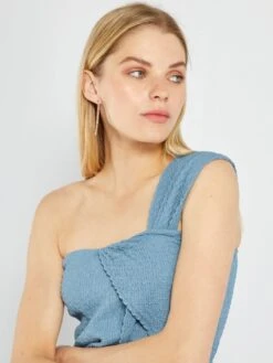 Camiseta Sin Mangas One-shoulder - Azul Gris -Zalaris Tienda camiseta sin mangas one shoulder azul gris aun43 2 frb3