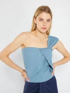 Camiseta Sin Mangas One-shoulder - Azul Gris -Zalaris Tienda camiseta sin mangas one shoulder azul gris aun43 2 frb5