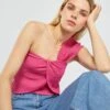 Camiseta Sin Mangas One-shoulder - Fucsia