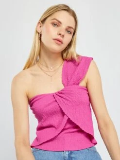 Camiseta Sin Mangas One-shoulder - Fucsia -Zalaris Tienda camiseta sin mangas one shoulder fucsia aun43 1 frb3