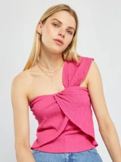 Camiseta Sin Mangas One-shoulder - Fucsia -Zalaris Tienda camiseta sin mangas one shoulder fucsia aun43 1 frb4