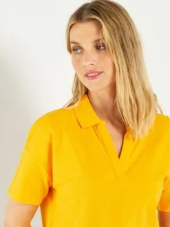 Camiseta Tipo Polo De Piqué De Algodón - AMARILLO -Zalaris Tienda camiseta tipo polo de pique de algodon amarillo aes10 4 frb3