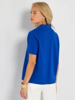 Camiseta Tipo Polo De Piqué De Algodón - AZUL -Zalaris Tienda camiseta tipo polo de pique de algodon azul aes10 3 frb3