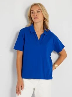 Camiseta Tipo Polo De Piqué De Algodón - AZUL -Zalaris Tienda camiseta tipo polo de pique de algodon azul aes10 3 frb4