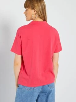 Camiseta Tipo Polo De Piqué De Algodón - ROSA -Zalaris Tienda camiseta tipo polo de pique de algodon rosa aes10 1 frb5