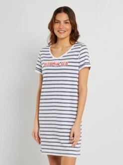 Camisón A Rayas - Blanco/azul