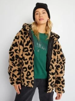 Cazadora De Borreguito Con Estampado De 'leopardo' - AOLEO