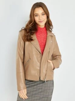 Cazadora Sintética Lisa - Topo