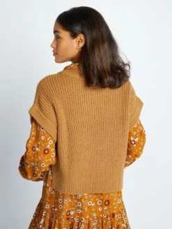 Chaleco De Punto Grueso - Camello -Zalaris Tienda chaleco de punto grueso camello amv95 2 frb3