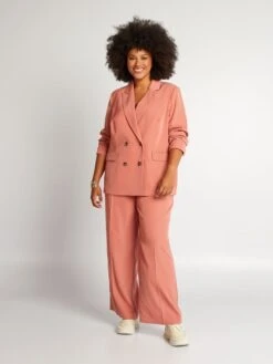 Chaqueta Blazer Con Doble Hilera De Botones - CAOBA ROSA -Zalaris Tienda chaqueta blazer con doble hilera de botones caoba rosa ayc93 2 frb2