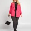 Chaqueta Blazer Con Doble Hilera De Botones - Fucsia