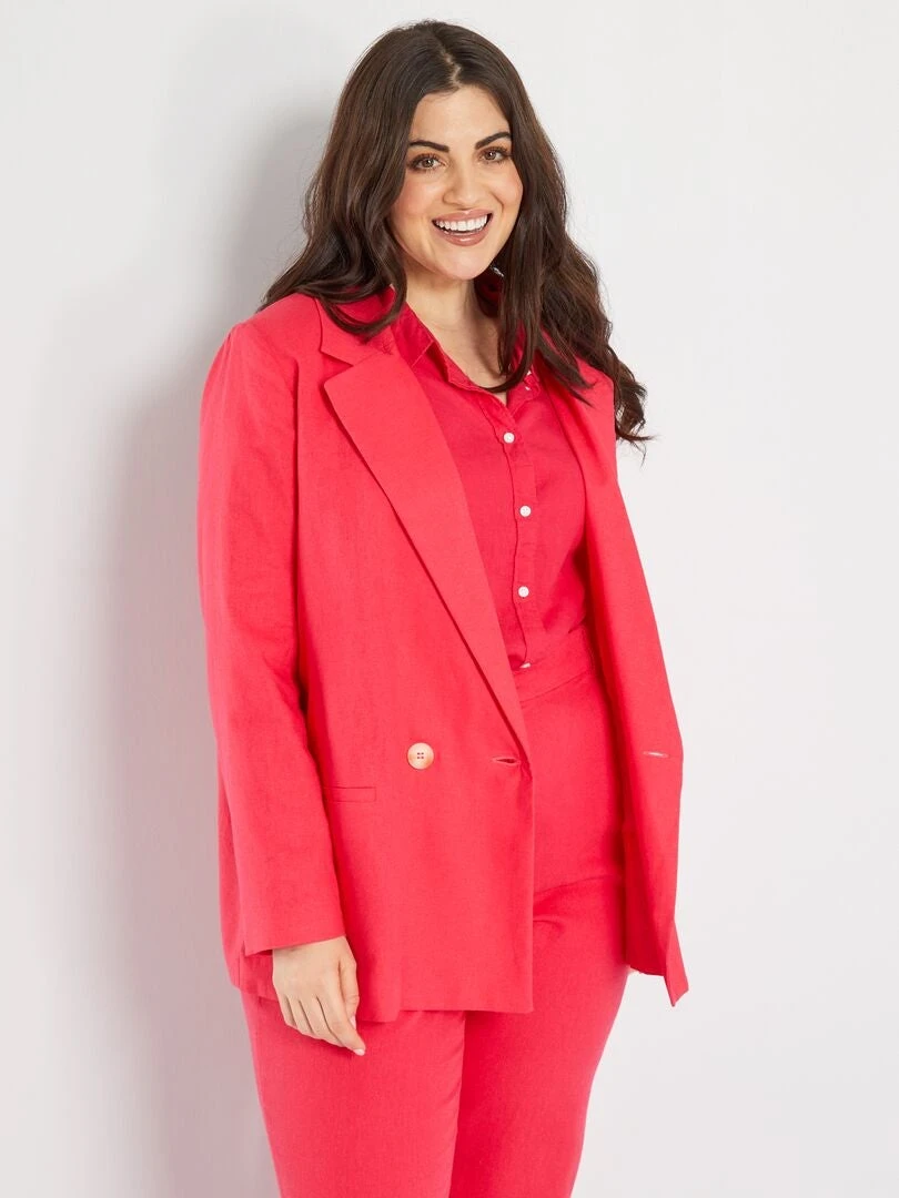 Chaqueta Blazer De Lino - Rosa 4 Chaqueta Blazer De Lino - Rosa - Imagen 2