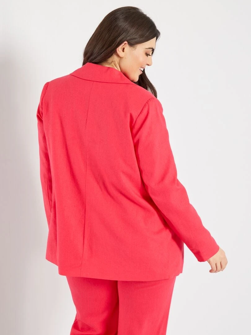 Chaqueta Blazer De Lino - Rosa 5 Chaqueta Blazer De Lino - Rosa - Imagen 3