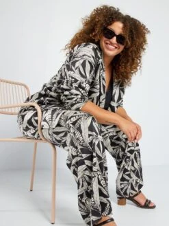 Chaqueta Blazer Estampada - NEGRO