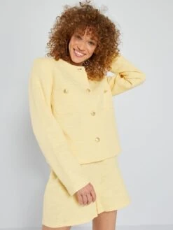 Chaqueta Corta De Tweed - AMARILLO -Zalaris Tienda chaqueta corta de tweed amarillo atn60 1 frb3