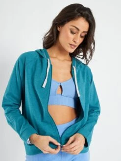 Chaqueta De Deporte Con Capucha - Azul