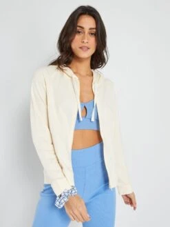 Chaqueta De Deporte Con Capucha - Beige