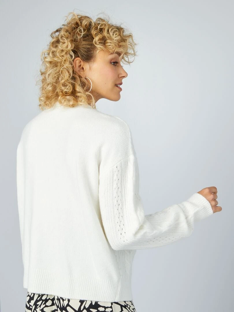 Chaqueta De Punto Calado Con Botones - BLANCO 5 Chaqueta De Punto Calado Con Botones - BLANCO - Imagen 3