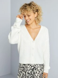 Chaqueta De Punto Calado Con Botones - BLANCO 9 Chaqueta De Punto Calado Con Botones - BLANCO -Zalaris Tienda chaqueta de punto calado con botones blanco ajy36 1 frb4