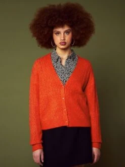 Chaqueta De Punto Calado Con Botones - NARANJA -Zalaris Tienda chaqueta de punto calado con botones naranja ajy36 3 frb4