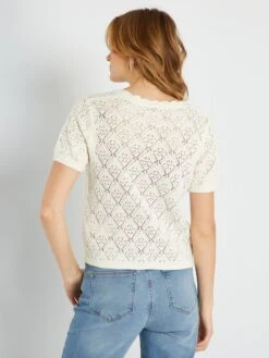 Chaqueta De Punto Calado De Fantasía - BLANCO 12 Chaqueta De Punto Calado De Fantasía - BLANCO -Zalaris Tienda chaqueta de punto calado de fantasia blanco zq460 1 frb5