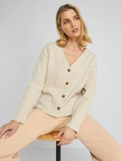 Chaqueta De Punto De Canalé - BEIGE -Zalaris Tienda chaqueta de punto de canale beige zk127 1 frb3