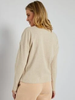 Chaqueta De Punto De Canalé - BEIGE -Zalaris Tienda chaqueta de punto de canale beige zk127 1 frb4