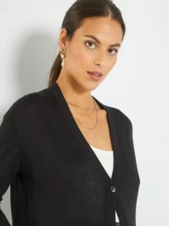 Chaqueta De Punto De Canalé Largo Medio - NEGRO -Zalaris Tienda chaqueta de punto de canale largo medio negro zb130 1 frb3