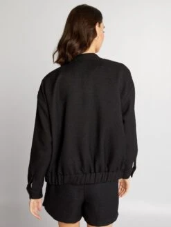 Chaqueta De Punto De Rizo - Negro -Zalaris Tienda chaqueta de punto de rizo negro ayq54 2 frb4