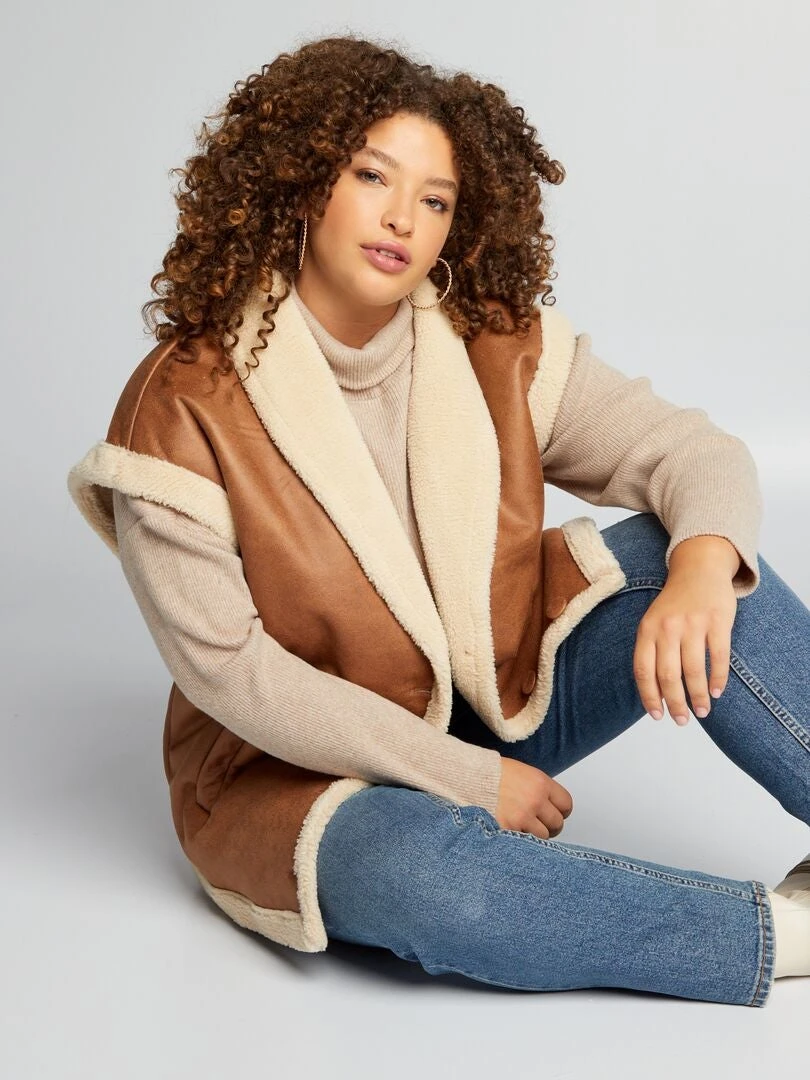 Chaqueta Efecto Piel - MARRÓN COMO_ 3 Chaqueta Efecto Piel - MARRÓN COMO_