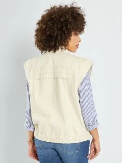 Chaqueta Ligera Sin Mangas De Tejido Vaquero - BEIGE -Zalaris Tienda chaqueta ligera sin mangas de tejido vaquero beige aeo84 1 frb3
