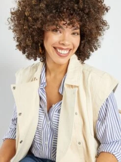 Chaqueta Ligera Sin Mangas De Tejido Vaquero - BEIGE -Zalaris Tienda chaqueta ligera sin mangas de tejido vaquero beige aeo84 1 frb4